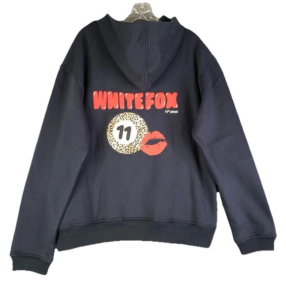 White Fox 11th Street She's So Lucky Oversized Hoodie M/L Leopard Splice New - Picture 2 of 10